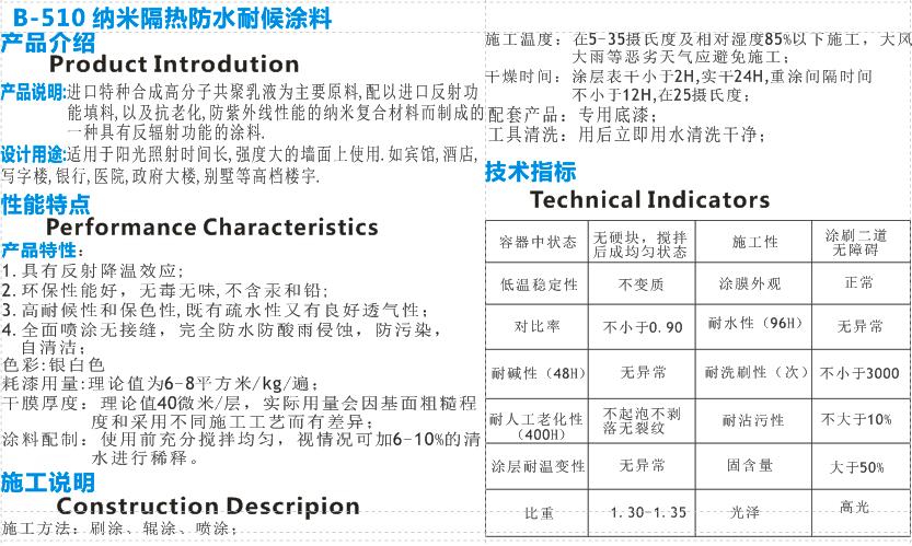 納米隔熱防水耐候涂料